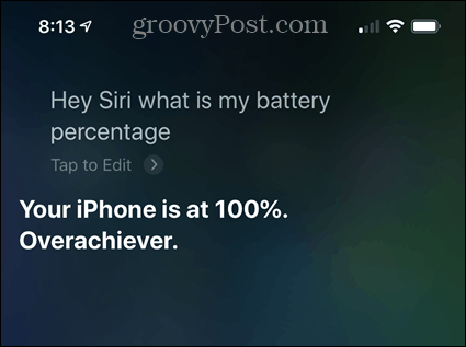 Verificați procentajul bateriei iPhone folosind Siri