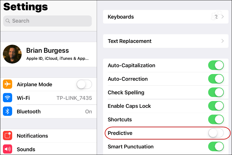 Dezactivați textul iOS Predictive