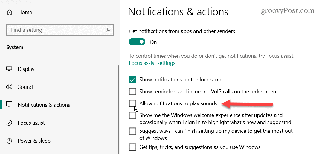 Dezactivați sunetele de notificare a aplicației pe Windows