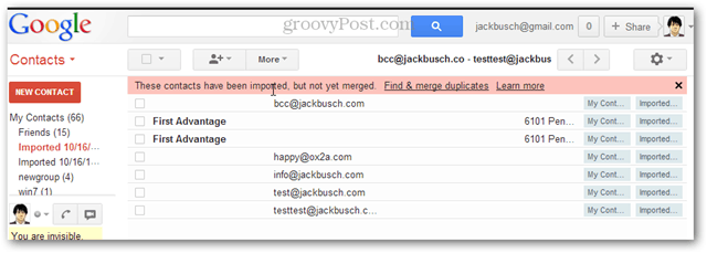 Cum să importați multe contacte în gmail simultan