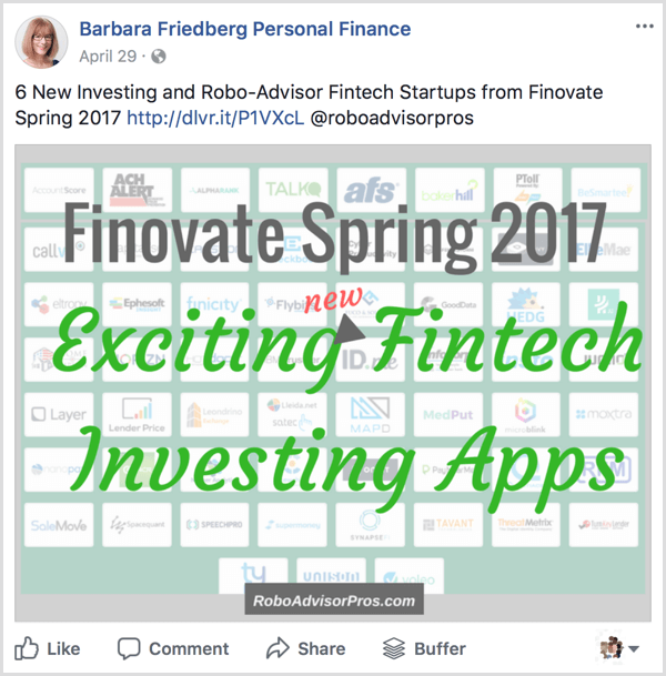 live blogging finovate exemplu Facebook