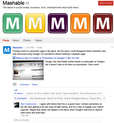 Pagini Google+ - Mashable