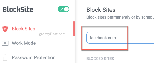 Adăugarea unui site blocat la o listă de blocare BlockSite din Chrome
