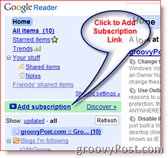 Cum-Pentru Google Reader Adăugați abonament RSS Feed