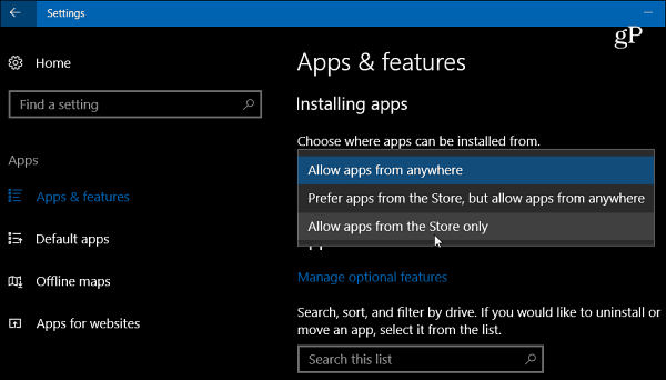Windows 10 Creators Update obține setări noi pentru instalarea aplicațiilor desktop