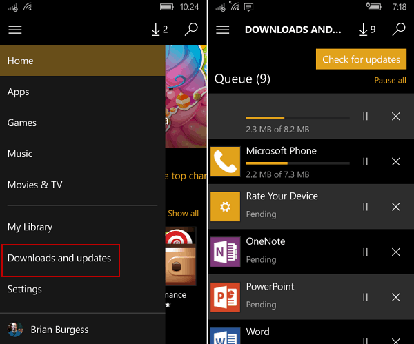 aplicații de actualizare manuală Windows 10 Mobile