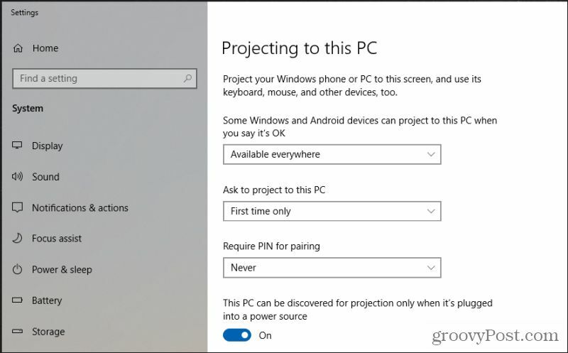 configurarea proiecției PC