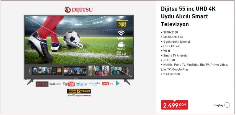 Cum se cumpără Smart TV Dijitsu vândut în BİM? Caracteristici Dijitsu Smart TV