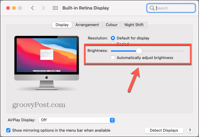 mac regla luminozitatea