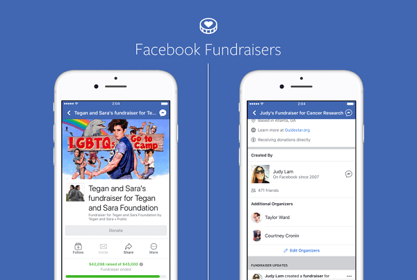 Paginile Facebook pentru mărci și personalități publice pot folosi acum strângerile de fonduri Facebook pentru a strânge bani din cauze nonprofit, iar organizațiile nonprofit pot face același lucru pe propriile pagini.