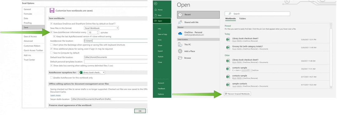 Salvați fișierele Excel în OneDrive AutoRecover pe Excel