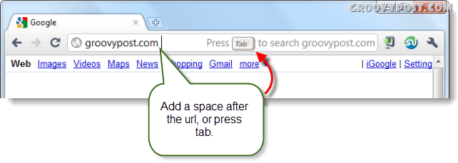 căutare pe site-ul Google din bara de adrese Chrome
