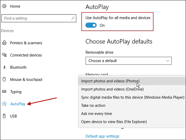 Gestionați redarea automată în actualizarea aniversară a Windows 10