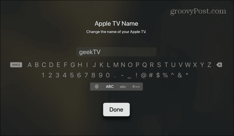 Schimbați numele Apple TV-ului dvs