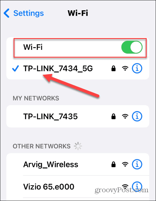 Conectați-vă la Wi-Fi iPhone