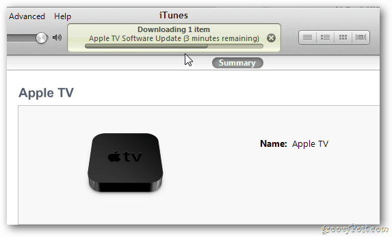 Progresul actualizării Apple TV