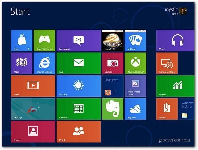 Creați un Windows 8 Start Screen Shutdown Tile