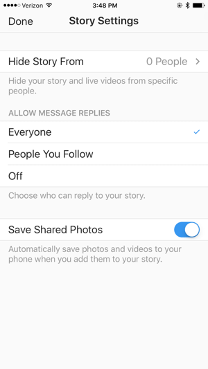 Verificați setările dvs. Instagram Story înainte de a intra în direct.