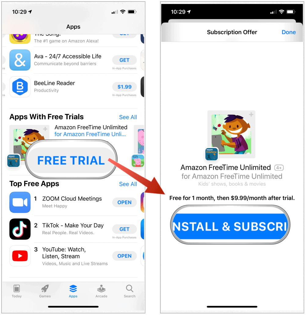App Store Condiții de încercare gratuite