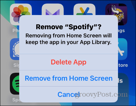 Ștergeți aplicația Spotify pe iOS