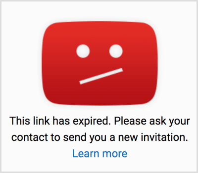 Linkul de invitație YouTube a expirat