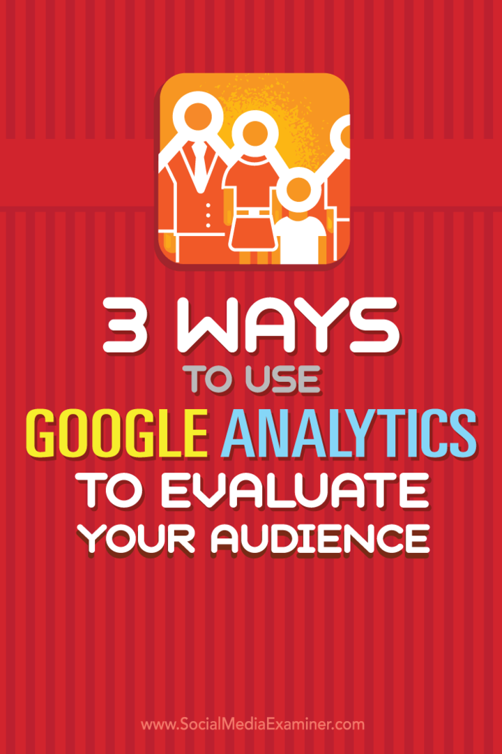 Sfaturi despre trei moduri de a vă evalua publicul și tacticile cu Google Analytics.