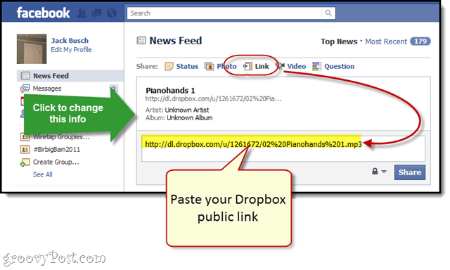 Facebook + Dropbox: streaming MP3 gratuit pe peretele tău Facebook