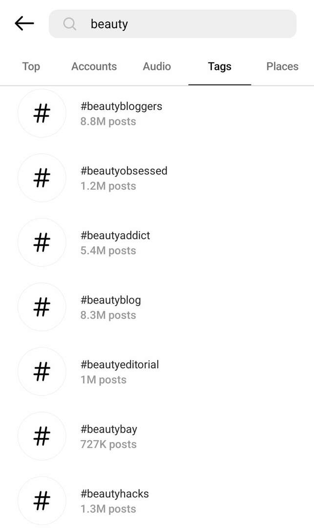 cum-să-găsești-parteneri-micro-influenți-pe-instagram-răsfoiește-influencer-hashtag-uri-exemplu-2-de-frumusețe