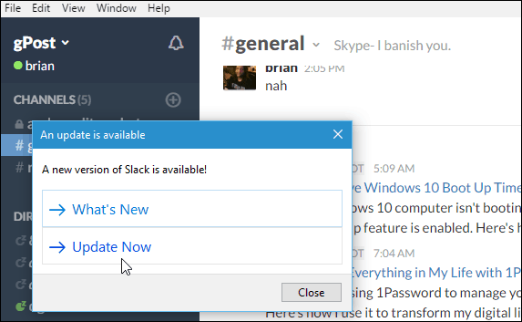 Aplicația Windows Slack Desktop actualizată la 2.0.1