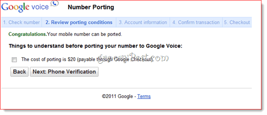 Port numărul existent la Google Voice