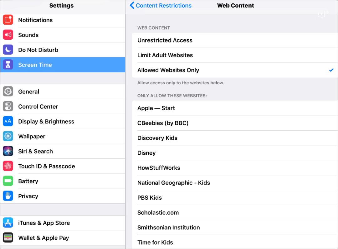 Restricții pentru conținutul timpului ecranului iOS 12