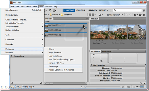 Mod de realizare a unei panorame folosind Adobe Bridge și Adobe Photoshop