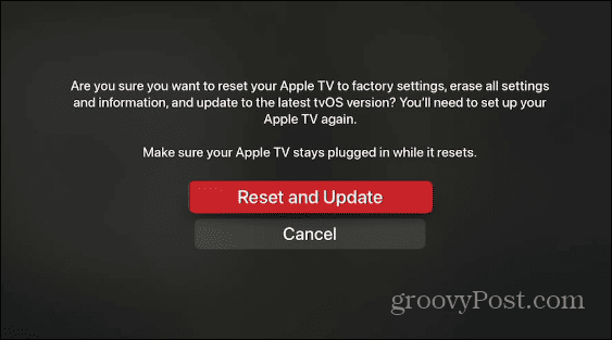 resetați Apple TV