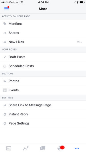 copiați linkul de mesagerie în aplicația de pagini Facebook