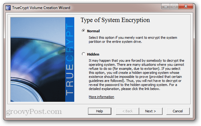 TrueCrypt: tipul de criptare a sistemului