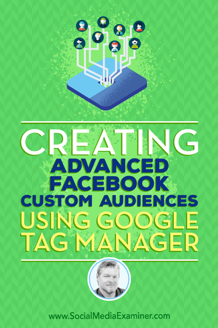 Crearea de segmente de public personalizate avansate pe Facebook folosind Managerul de etichete Google, oferind informații de la Chris Mercer pe podcastul de socializare marketing.