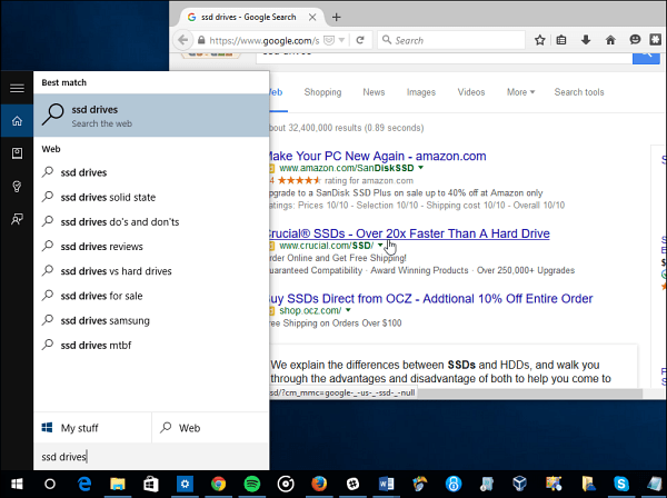 Firefox Google Cortana Windows 10 implicit