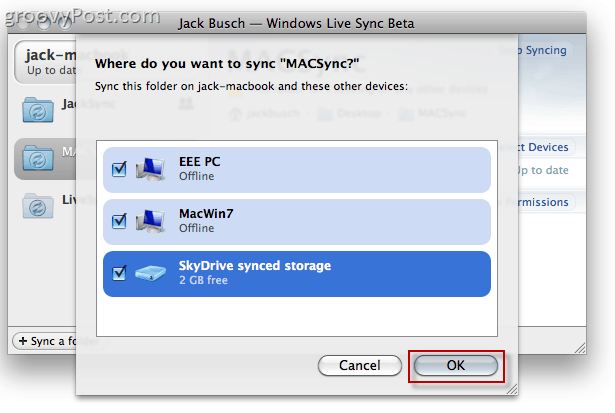 Sincronizare Live Mac OS X