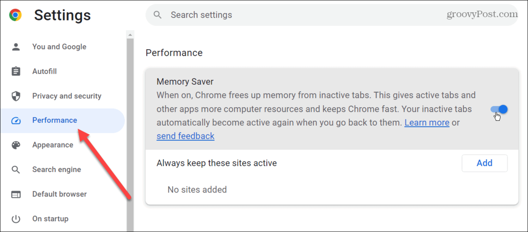 Activați filele Memory Saver în Google Chrome