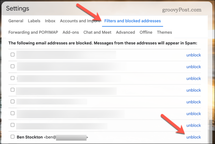 Deblocați un utilizator în Gmail