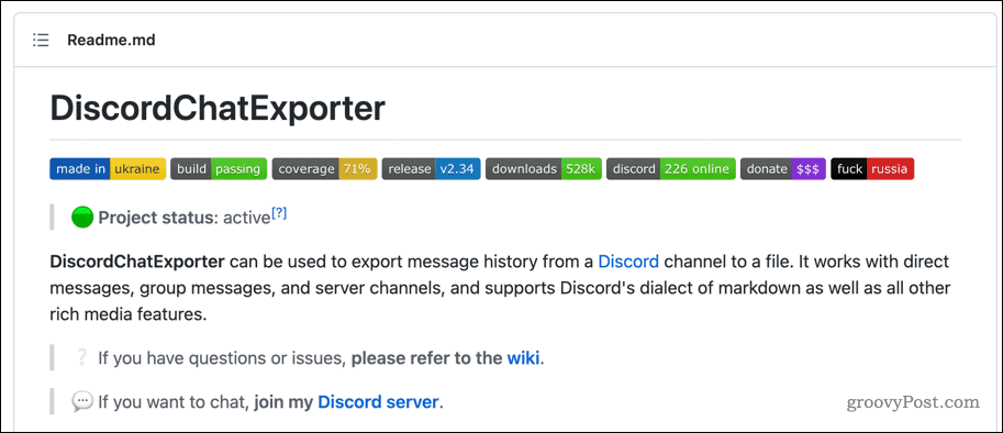 Pagina github DiscordChatExplorer