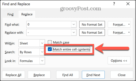 Excel potrivește întregul conținut al celulei