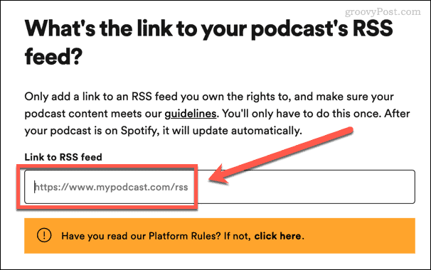 introduceți feedul rss de podcast în spotify