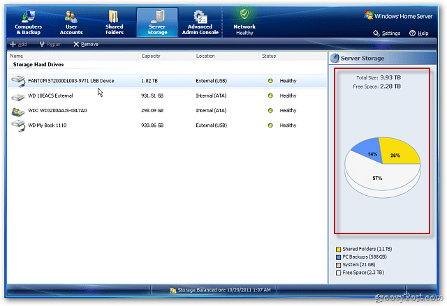 Windows Home Server: Adăugați un hard disk extern pentru a crește stocarea