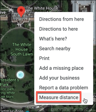 Opțiunea Google Maps Measure Distance