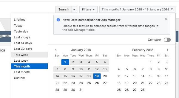 Facebook a lansat două noi funcții de raportare în Ads Manager, Data Comparison și Creative Reporting.