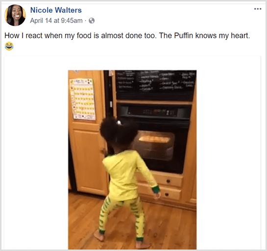 Nicole Walters a postat un videoclip pe Facebook al fiicei sale tinere dansând în fața cuptorului în pijamale în timp ce așteaptă mâncarea pentru a termina de gătit.