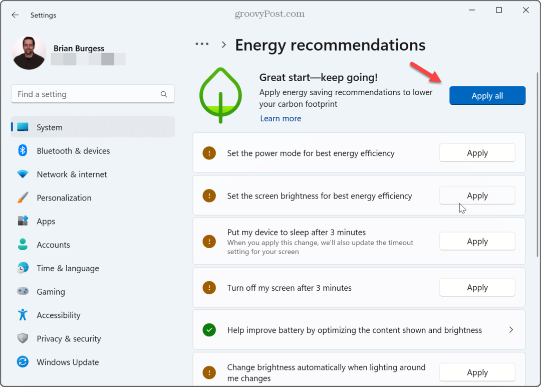 Aplicați recomandări energetice 
