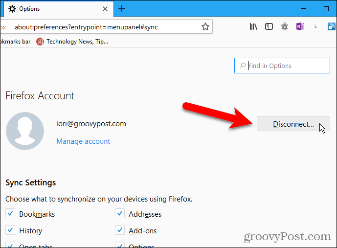 Faceți clic pe Deconectați în Firefox pentru Windows