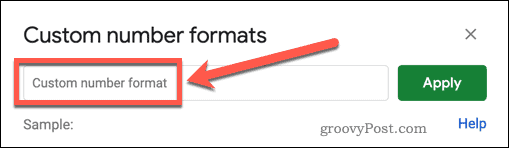 Selectarea unui format de număr personalizat în Foi de calcul Google